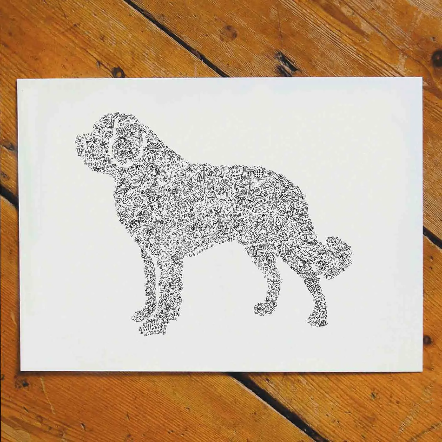 DrawInside Saint-Bernard affiche A3 papier mat