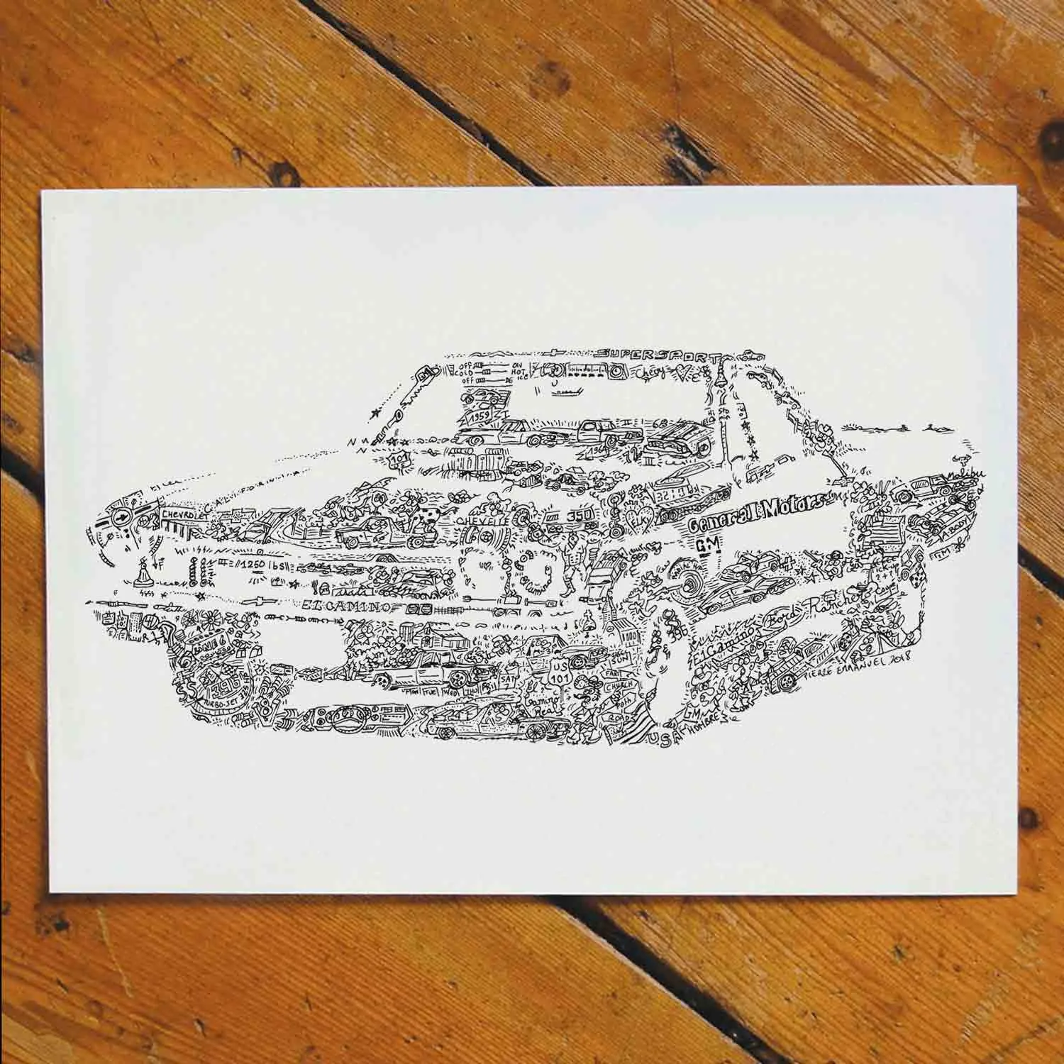 DrawInside Chevrolet El Camino affiche A4 papier mat