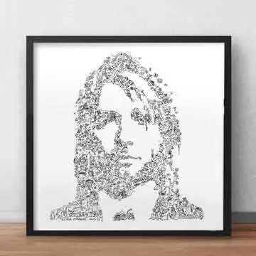 DrawInside Kurt Cobain affiche Nirvana 30x30 cm grunge