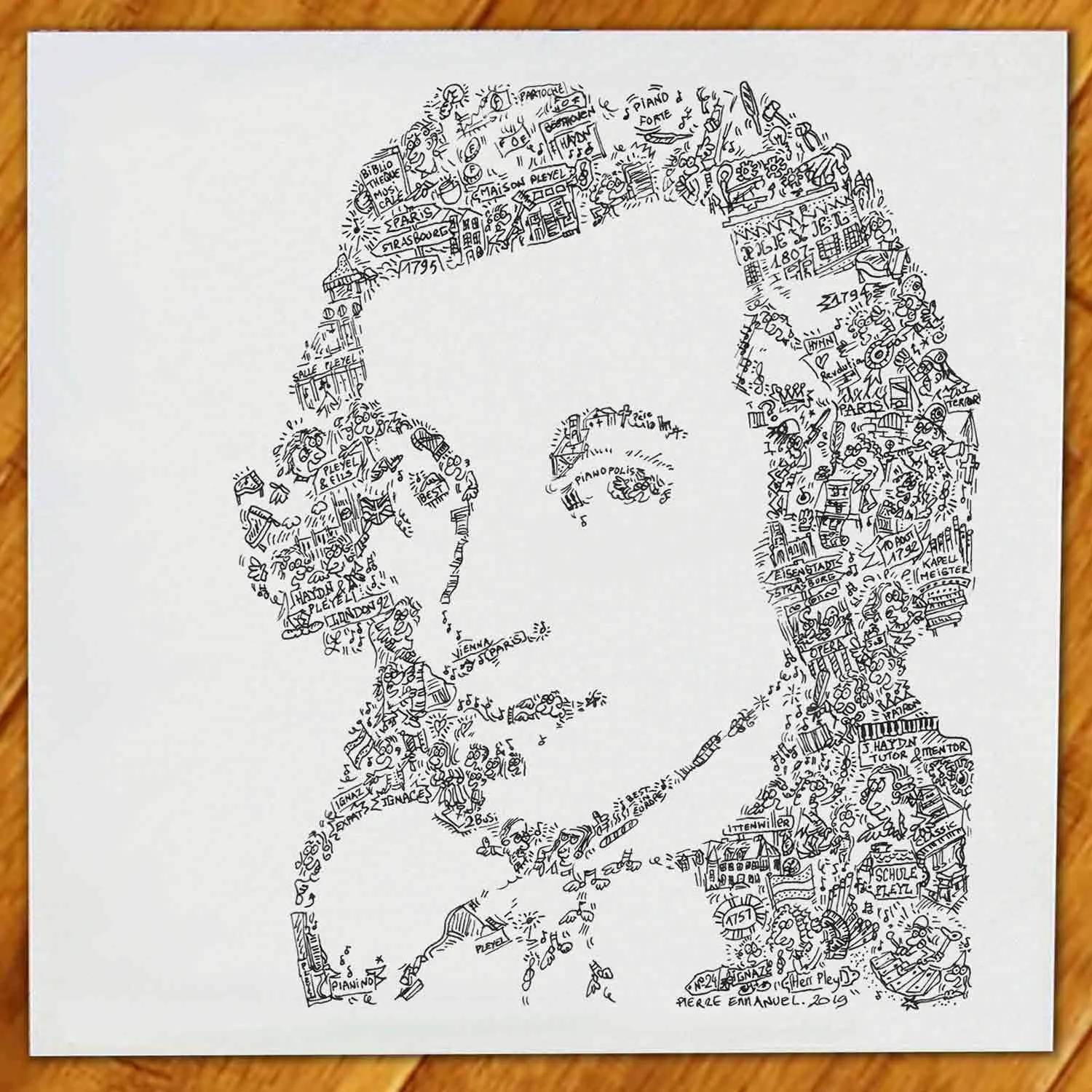 DrawInside Ignace Pleyel affiche 30x30 cm classique