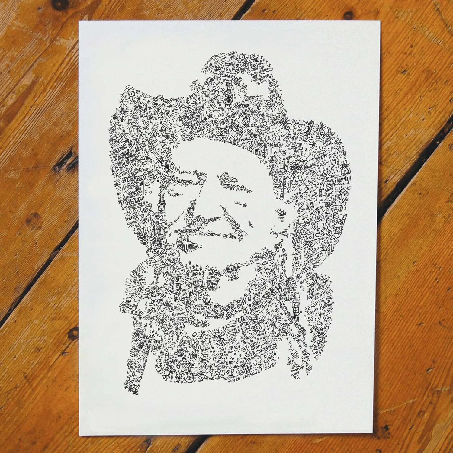 DrawInside Willie Nelson Outlaw affiche A3 country
