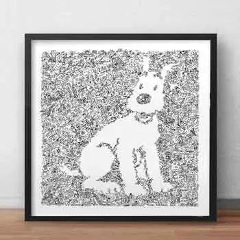DrawInside Milou affiche 30x30 cm Tintin