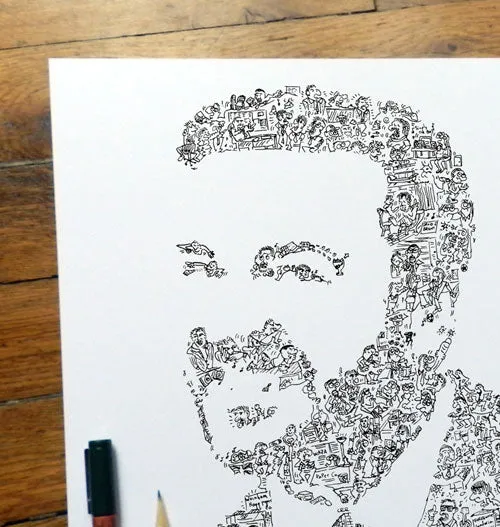 DrawInside David Brent The Office affiche 30x30 cm humour