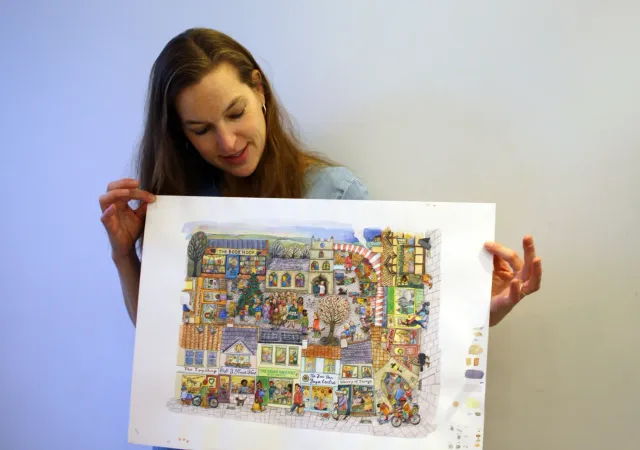 Helena Perry Eco-town affiche print A3 scène hiver papier épais