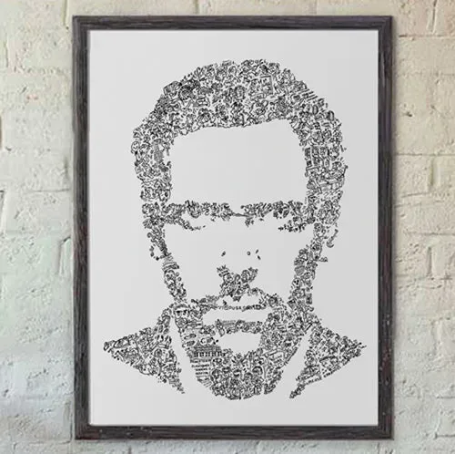 DrawInside Dr House Hugh Laurie affiche A3 série