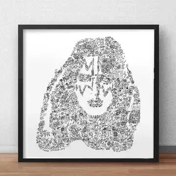 DrawInside Ace Frehley KISS affiche 30x30 cm papier mat