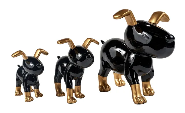 Lacorne Décoration TH163 Black Gold sculpture chien lot 3