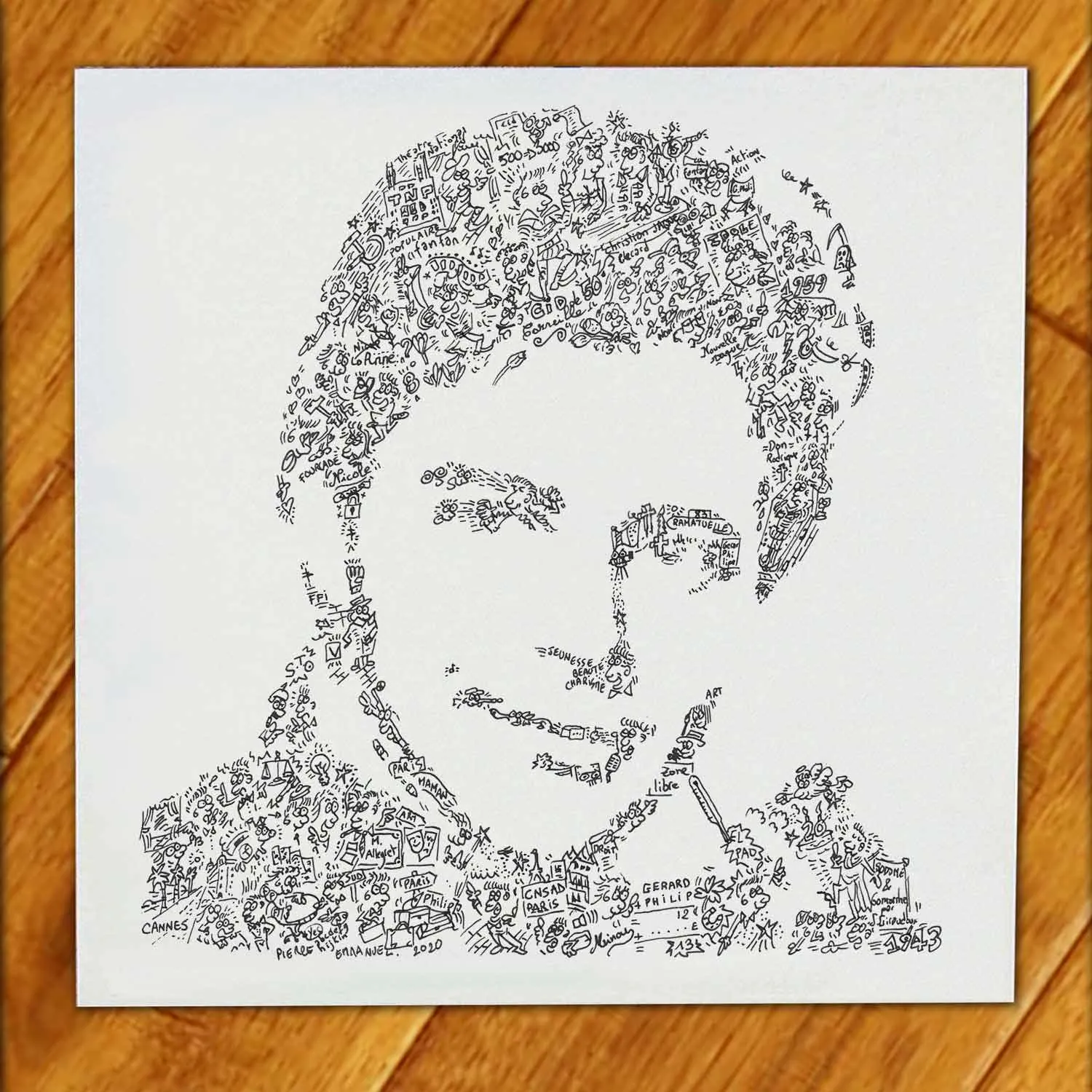 DrawInside Gérard Philipe affiche 20x20 cm cinéma