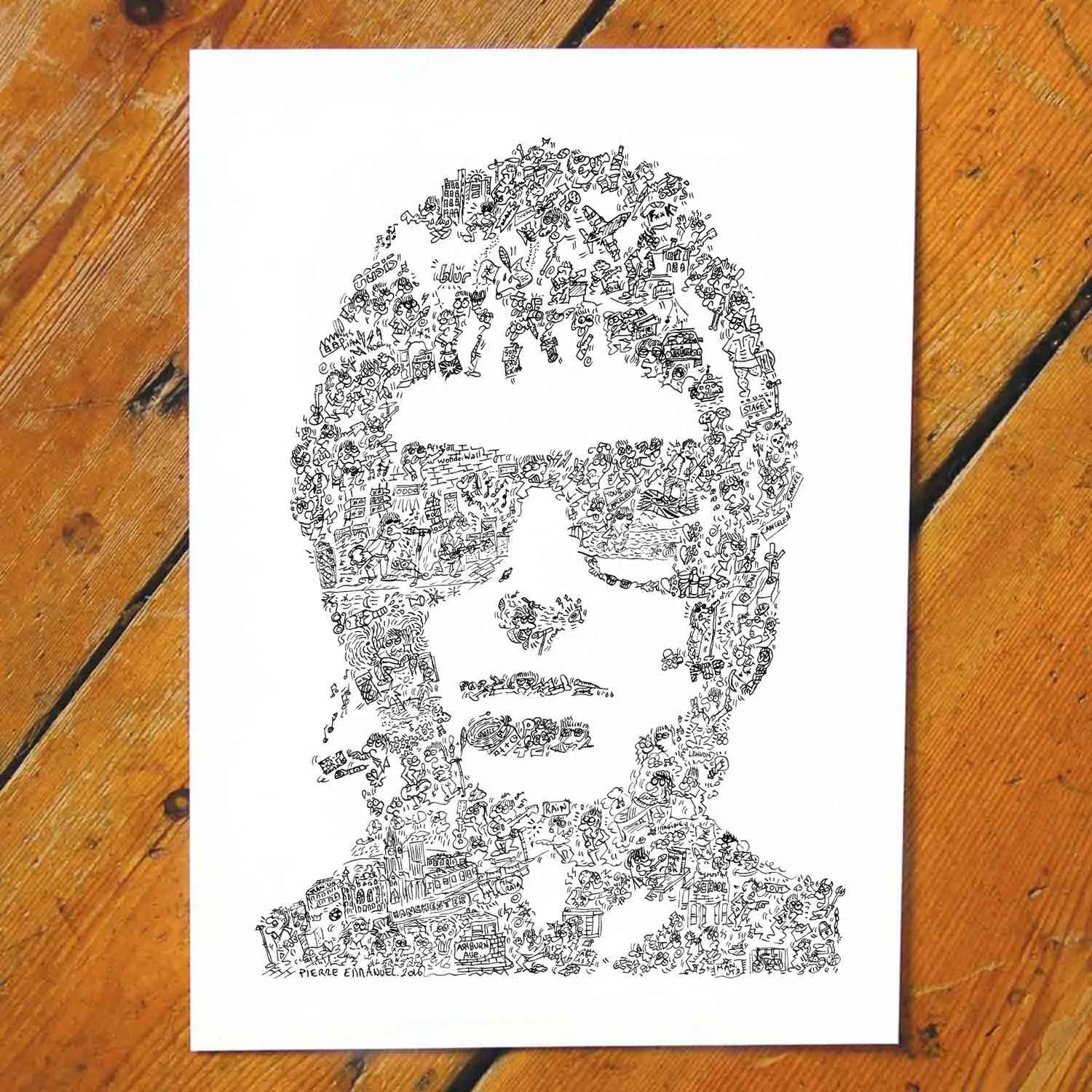 DrawInside Liam Gallagher Oasis affiche A4 britpop