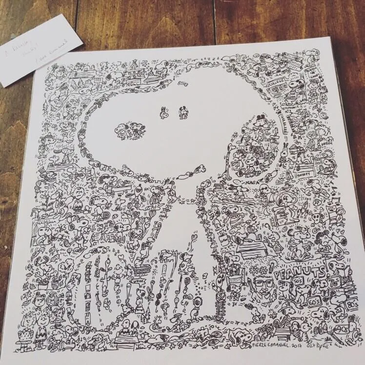 DrawInside Snoopy poster art 30x30 cm papier mat signé