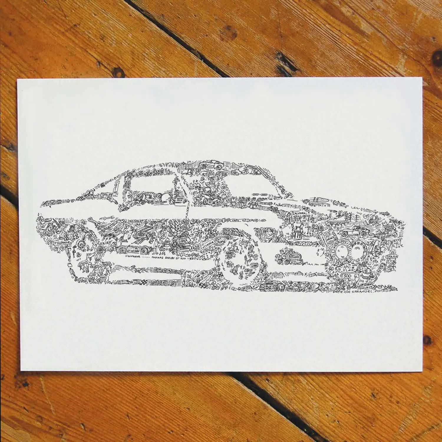 DrawInside Mustang Shelby GT500 affiche A4 21x30