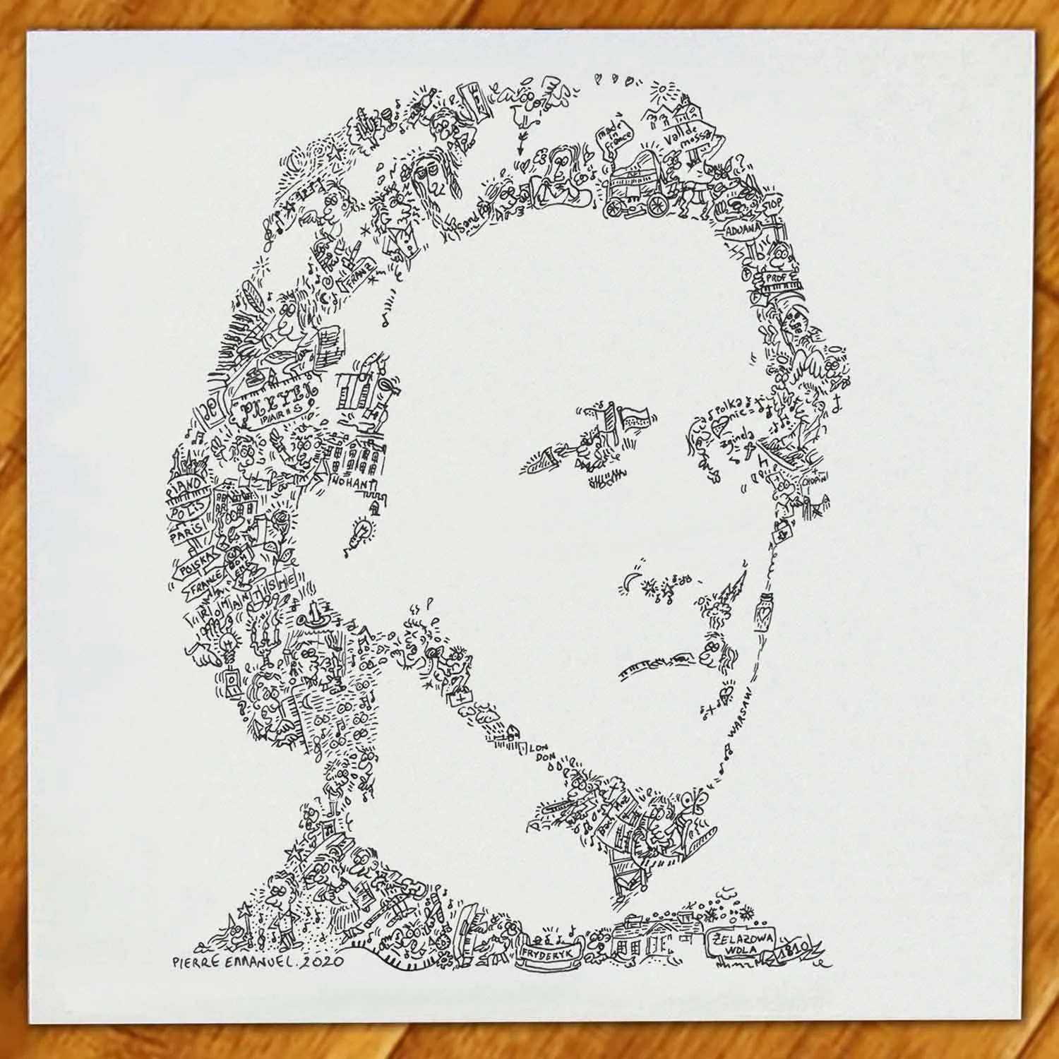 DrawInside Chopin affiche 20x20 cm signée