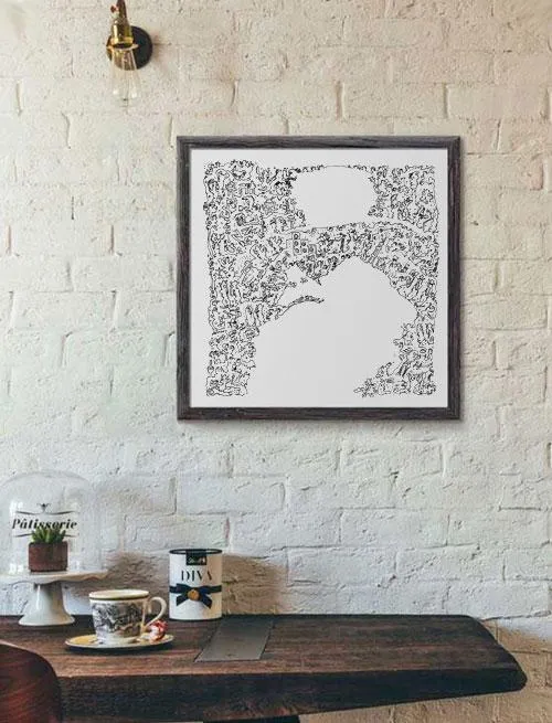 DrawInside Dusty Hill ZZ Top affiche 20x20 cm noir et blanc