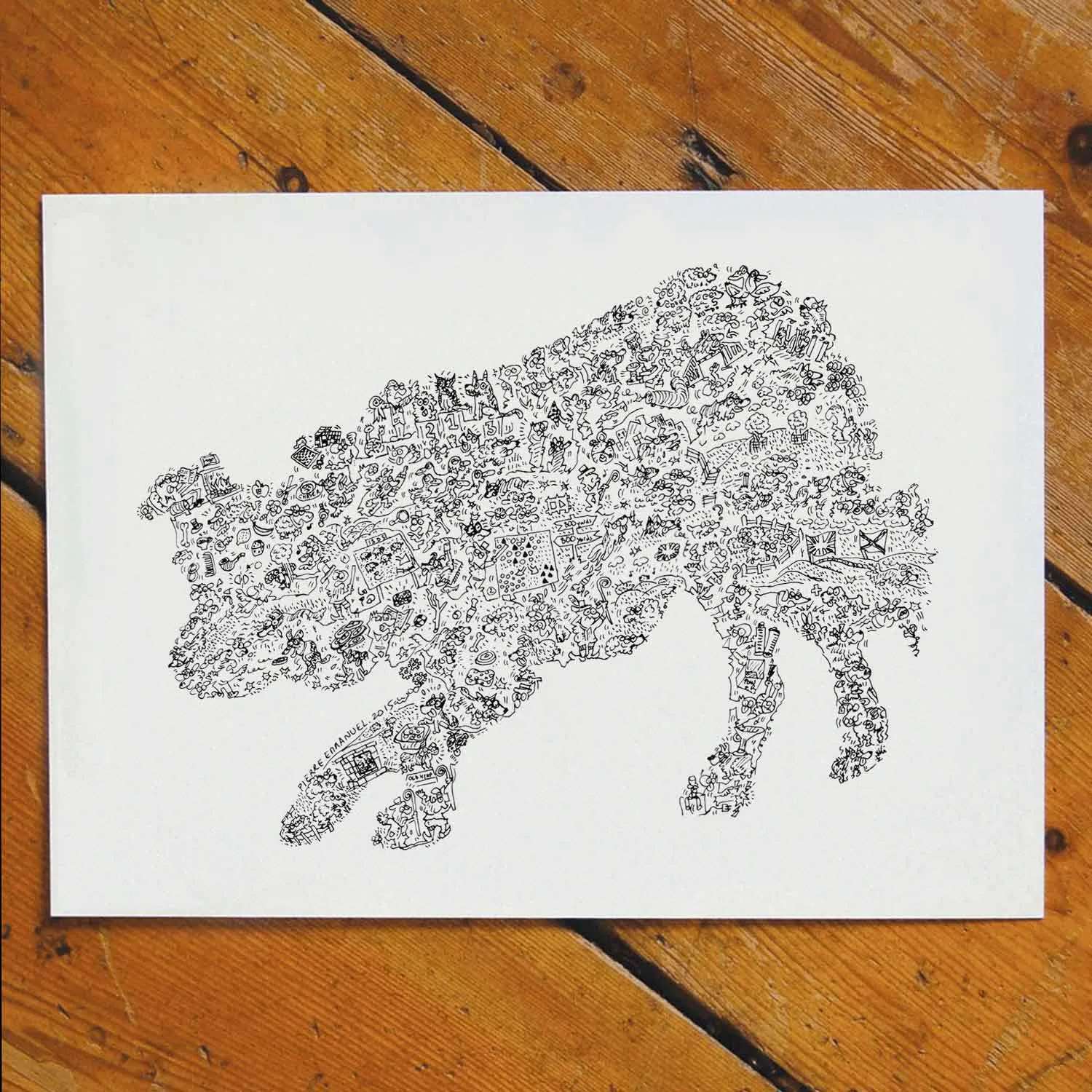 DrawInside Border Collie affiche A3 30x42 cm papier mat