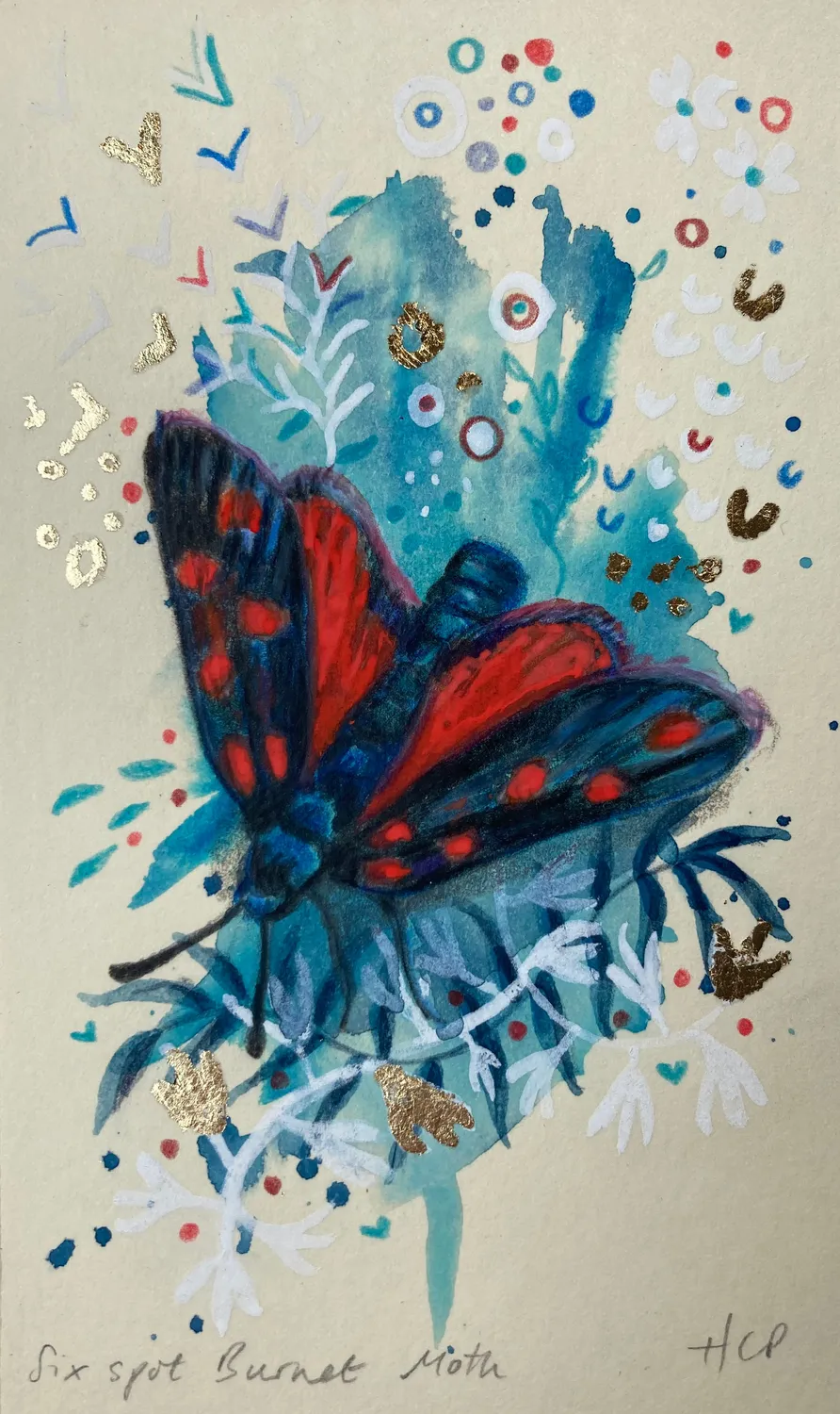 Helena Perry Six Spot Burnet miniature rouge 8,5x13,5