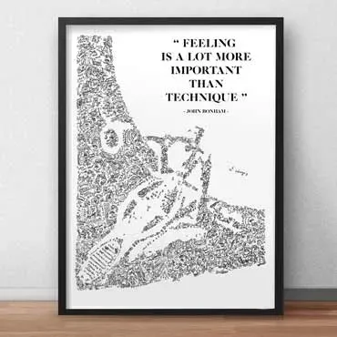 DrawInside John Bonham Quote affiche A4 batteur