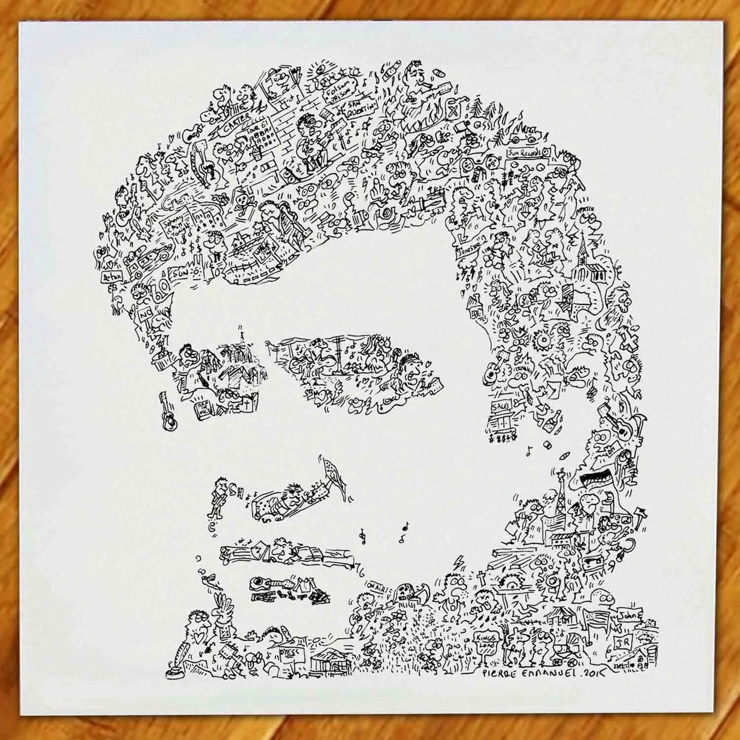 DrawInside Johnny Cash affiche 30x30 cm Man in Black