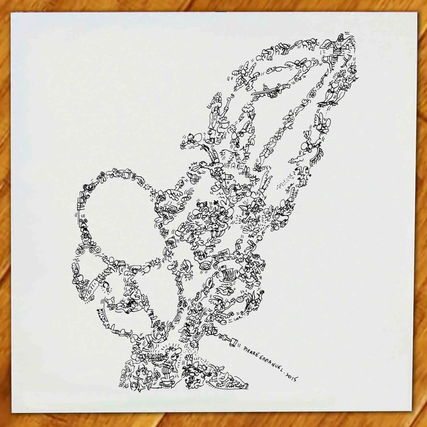DrawInside Asterix affiche 30x30 cm carrée signée