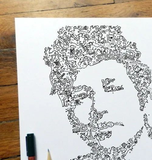 DrawInside Bob Dylan Young affiche 30x30 cm folk