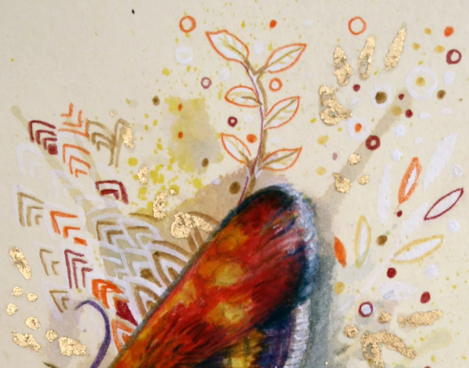 Helena Perry Mint Moth miniature aquarelle non encadrée