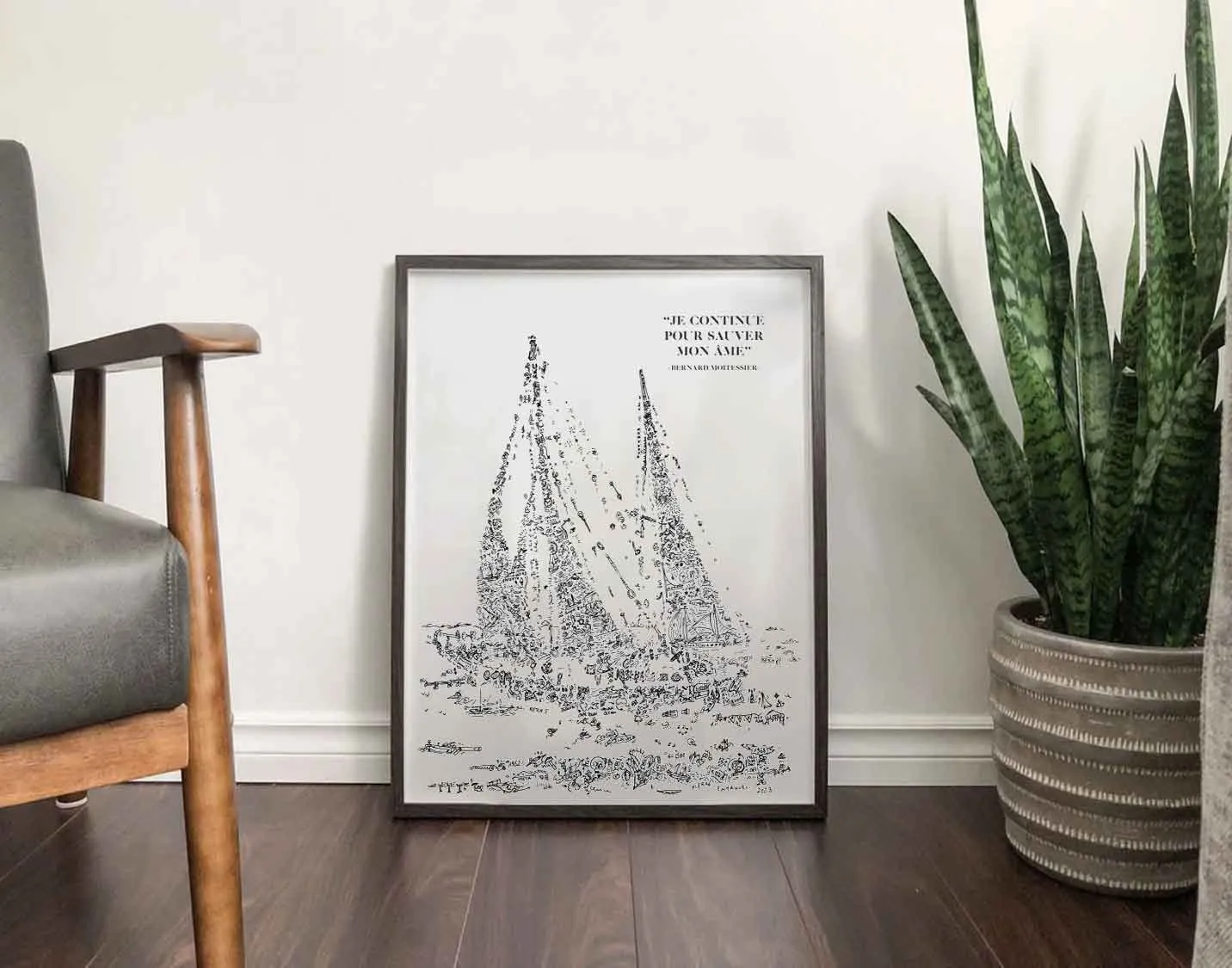 DrawInside Moitessier Joshua affiche A3 voile
