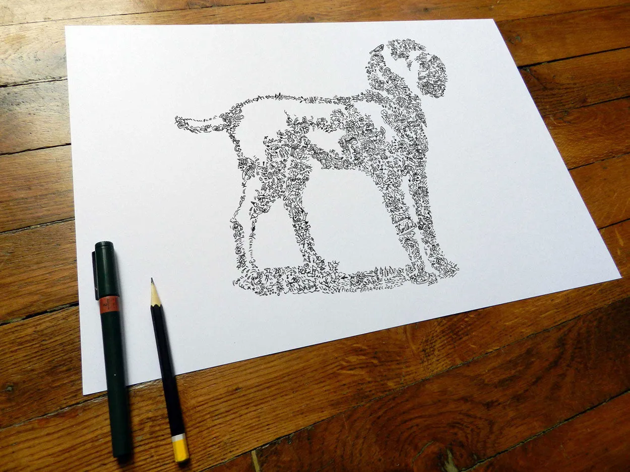 DrawInside Wirehaired Pointing Griffon affiche A4 papier mat