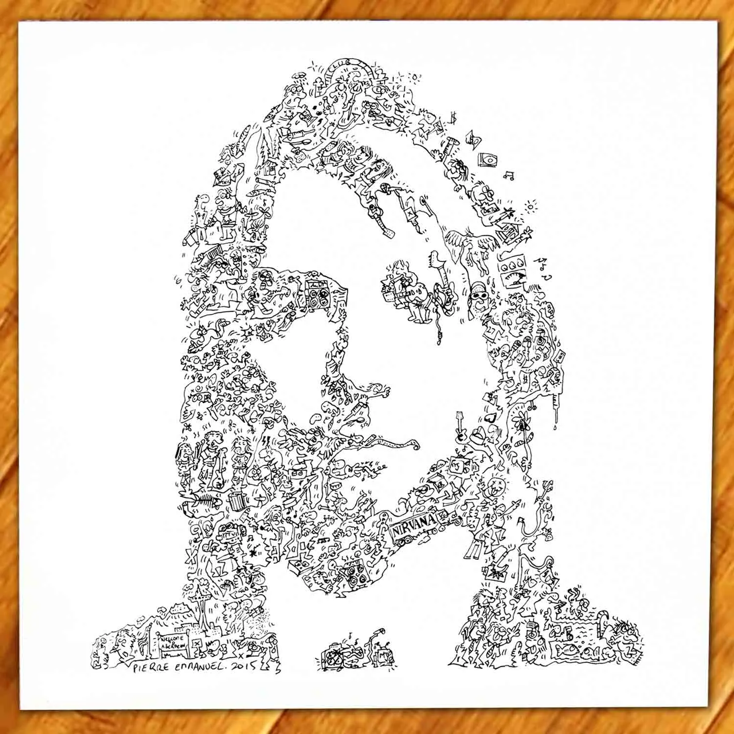 DrawInside Kurt Cobain affiche Nirvana 30x30 cm grunge