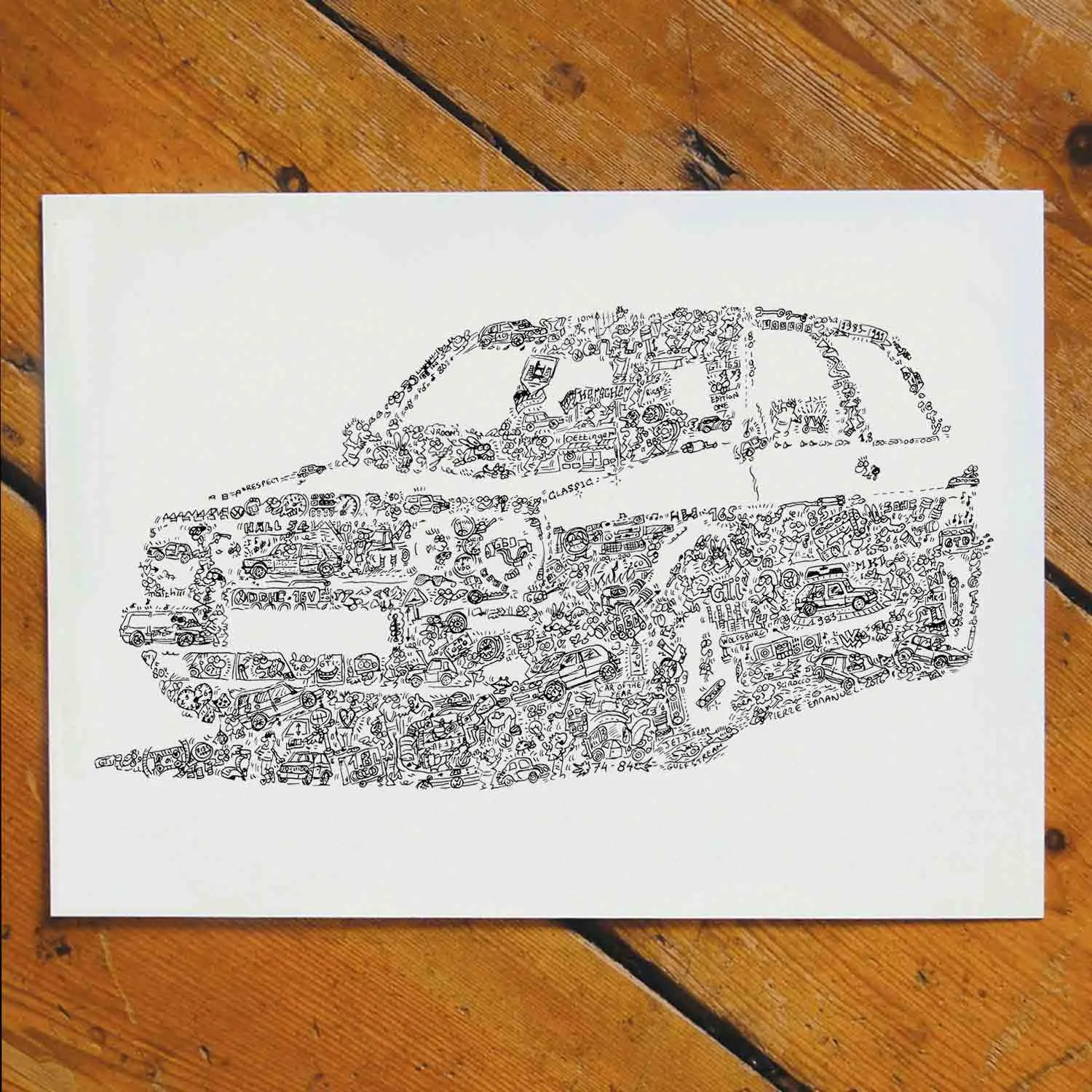 DrawInside VW Golf Mk2 affiche A4 21x30 cm GTI