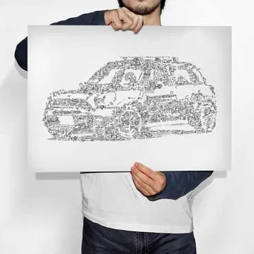 DrawInside Mini Countryman affiche A4 voiture