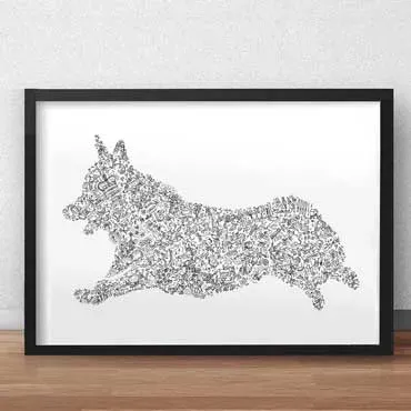 DrawInside Pembroke Welsh Corgi affiche A4 21x30 cm chien